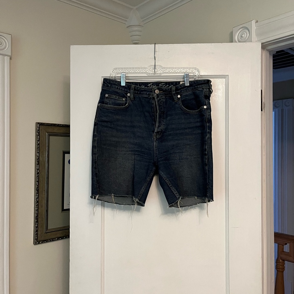 We The Free Longer Jean Shorts Frayed Hem